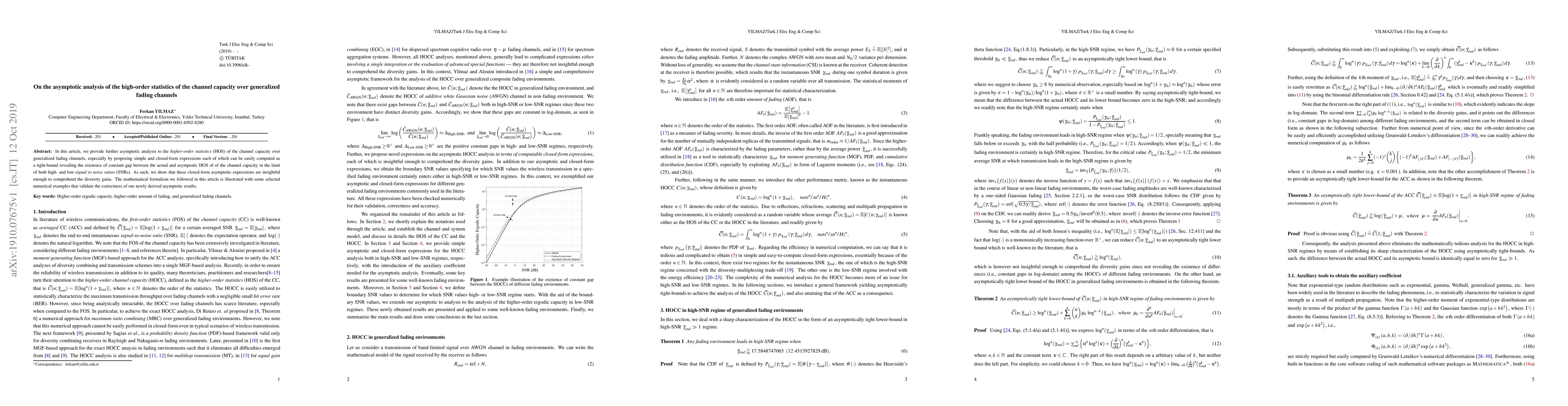 Thumbnail for On the asymptotic analysis of the high-order statistics of the channel
  capacity over generalized fading channels