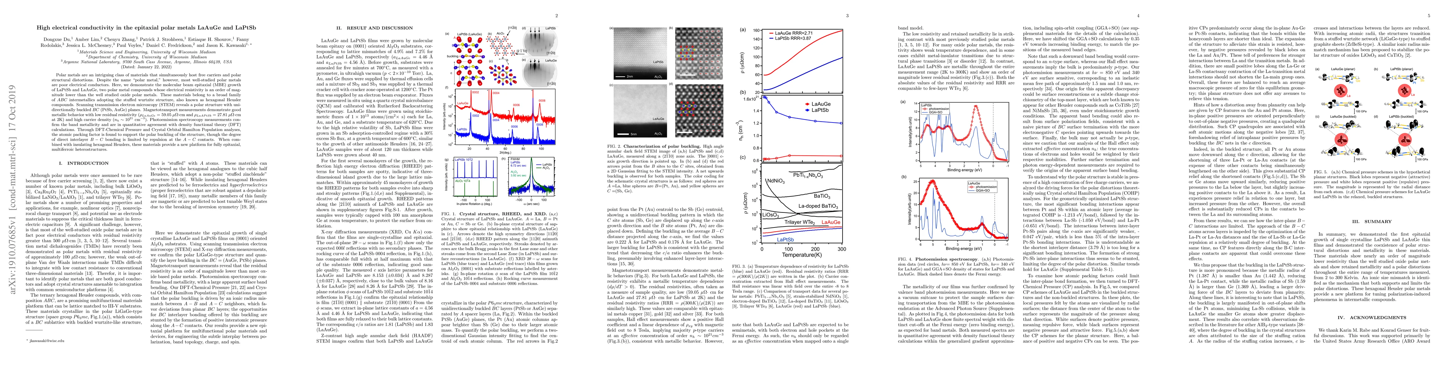 Thumbnail for High electrical conductivity in the epitaxial polar metals LaAuGe and
  LaPtSb