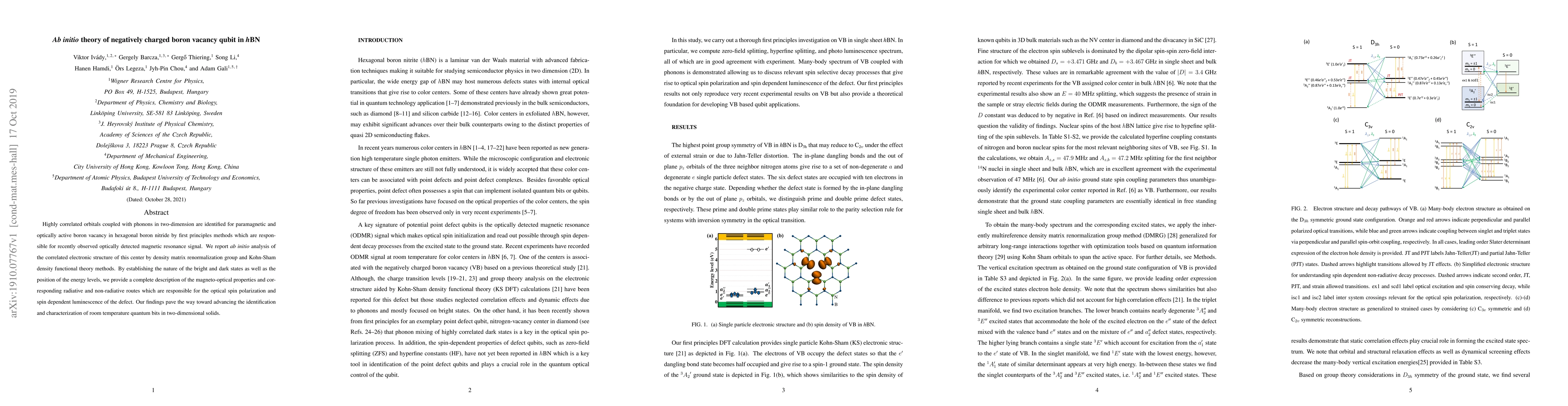 Thumbnail for Ab initio theory of negatively charged boron vacancy qubit in hBN