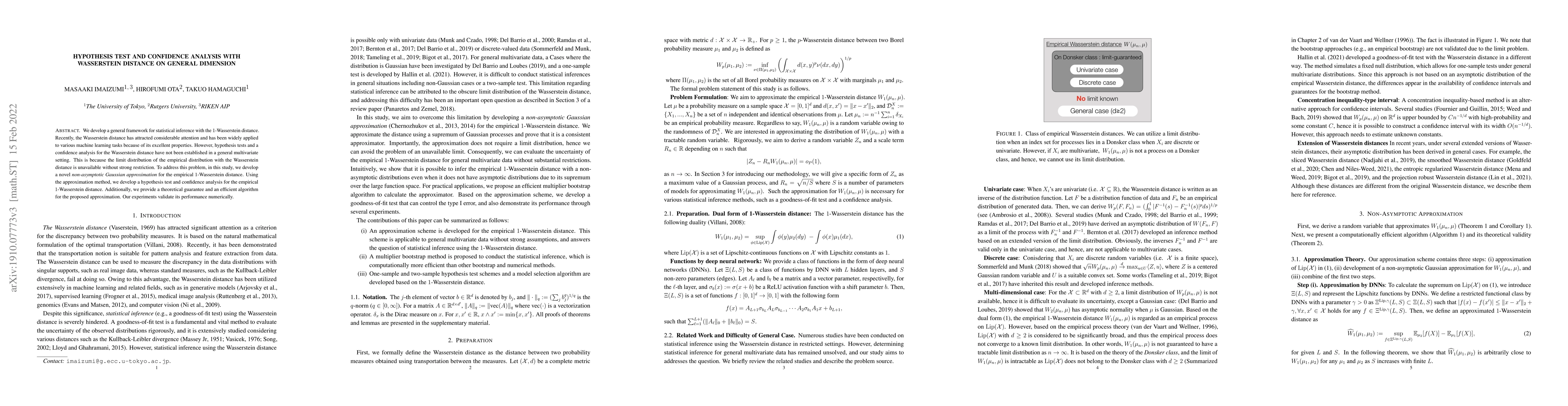 Thumbnail for Hypothesis Test and Confidence Analysis with Wasserstein Distance on
  General Dimension