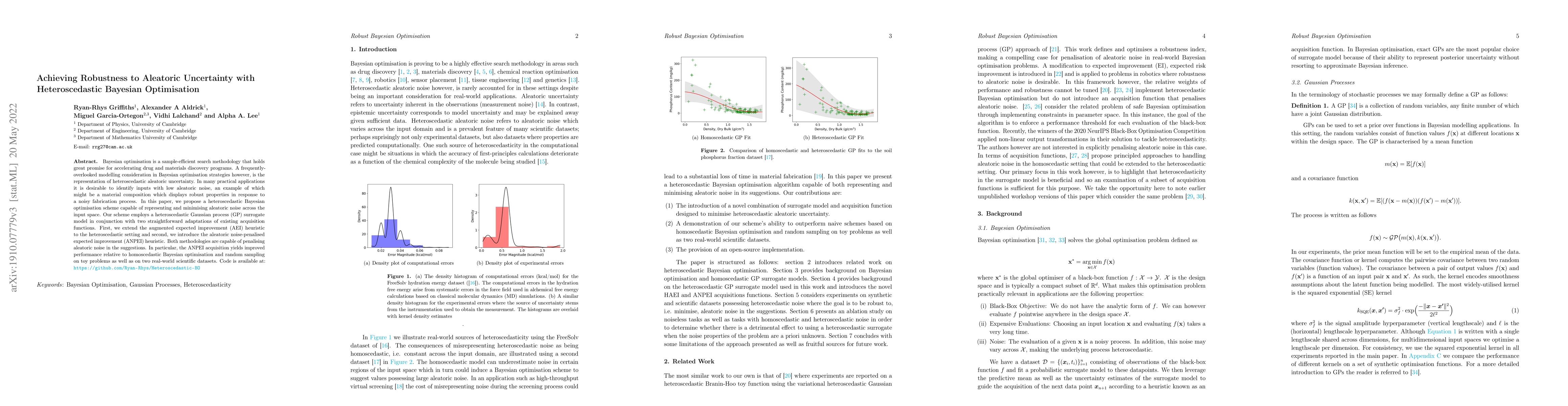 Thumbnail for Achieving Robustness to Aleatoric Uncertainty with Heteroscedastic
  Bayesian Optimisation