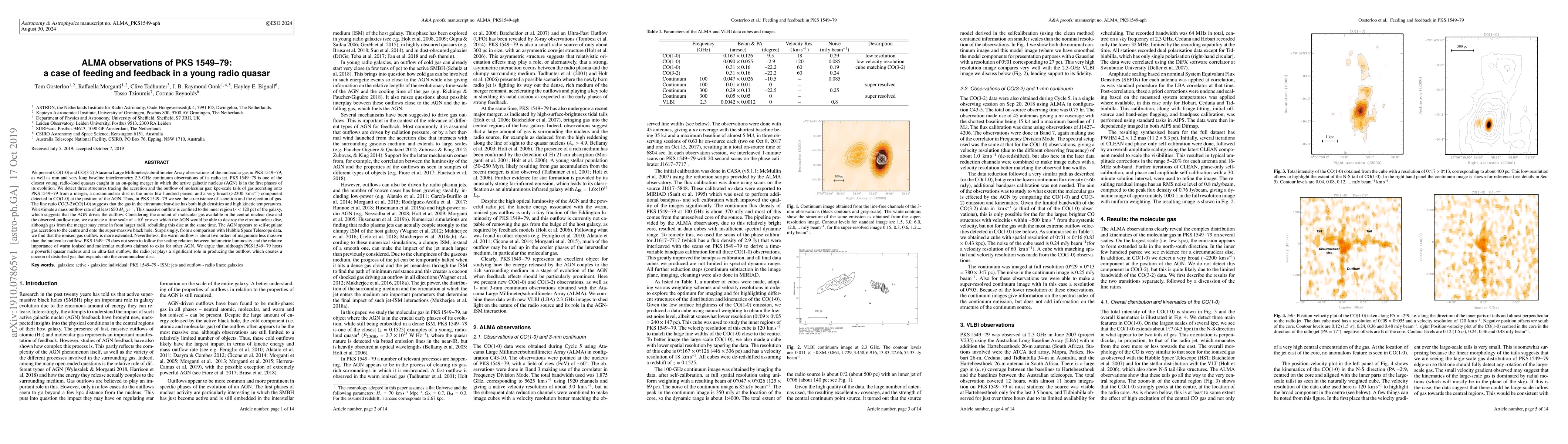 Thumbnail for ALMA observations of PKS 1549-79: a case of feeding and feedback in a
  young radio quasar