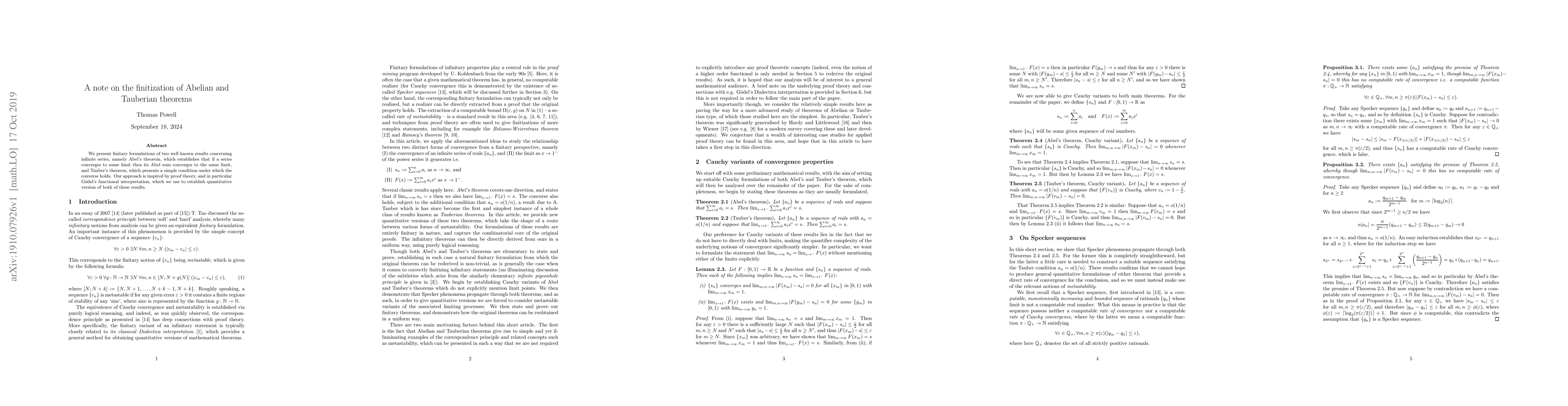 Thumbnail for A note on the finitization of Abelian and Tauberian theorems