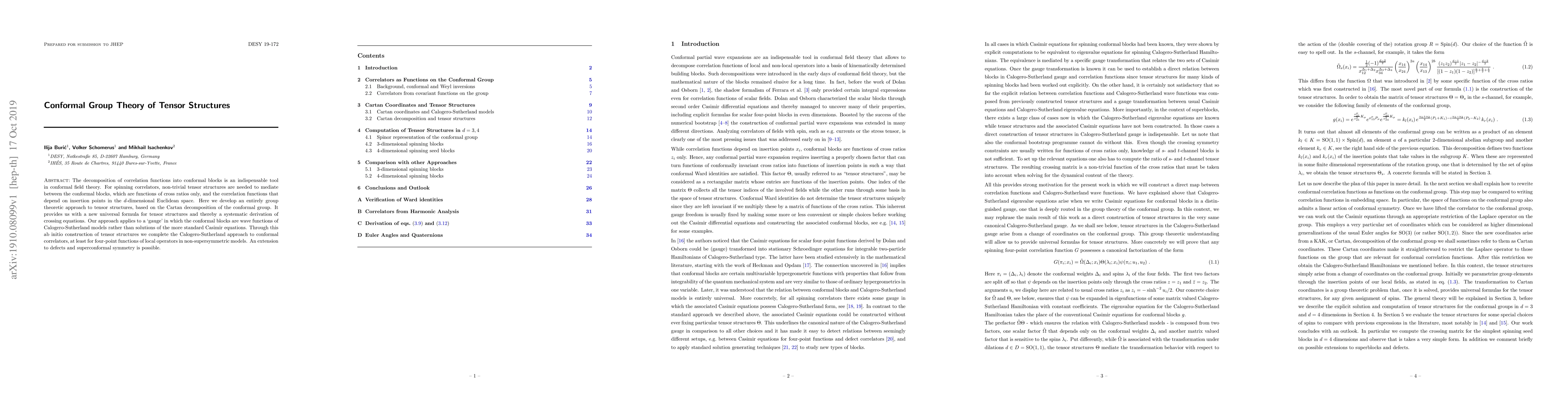 Thumbnail for Conformal Group Theory of Tensor Structures