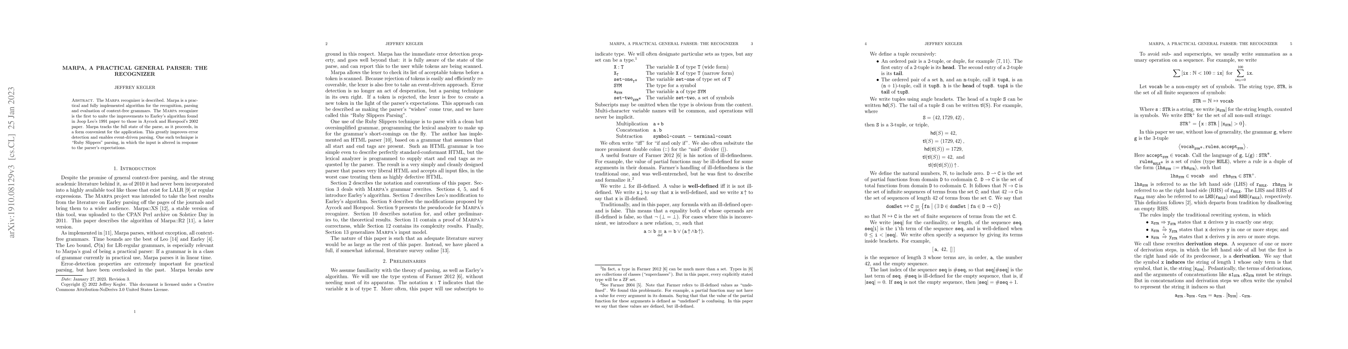 Thumbnail for Marpa, A practical general parser: the recognizer