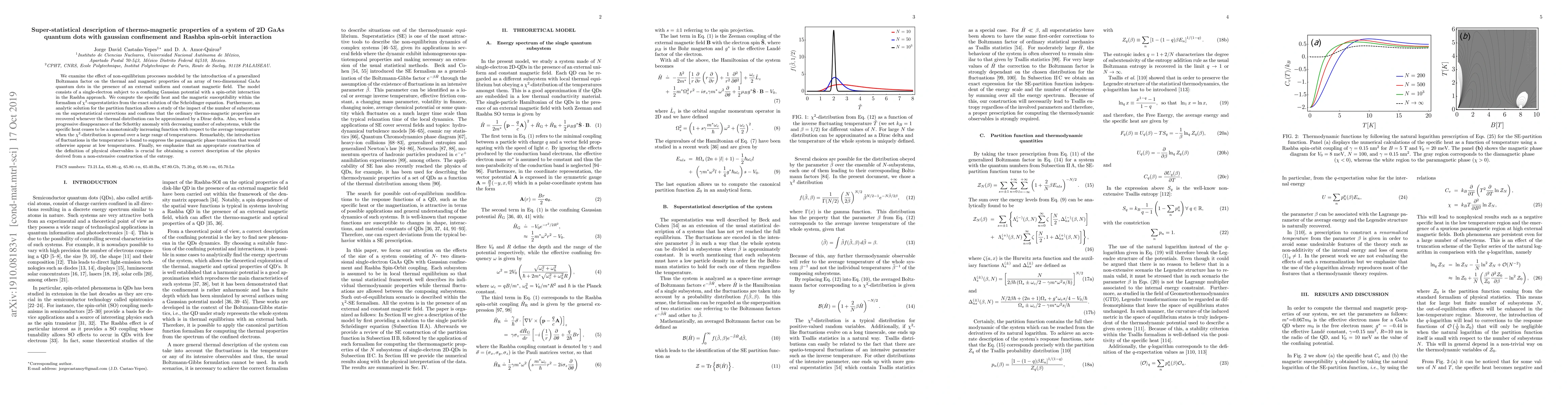 Thumbnail for Super-statistical description of thermo-magnetic properties of a system
  of 2D GaAs quantum dots with gaussian confinement and Rashba spin-orbit
  interaction