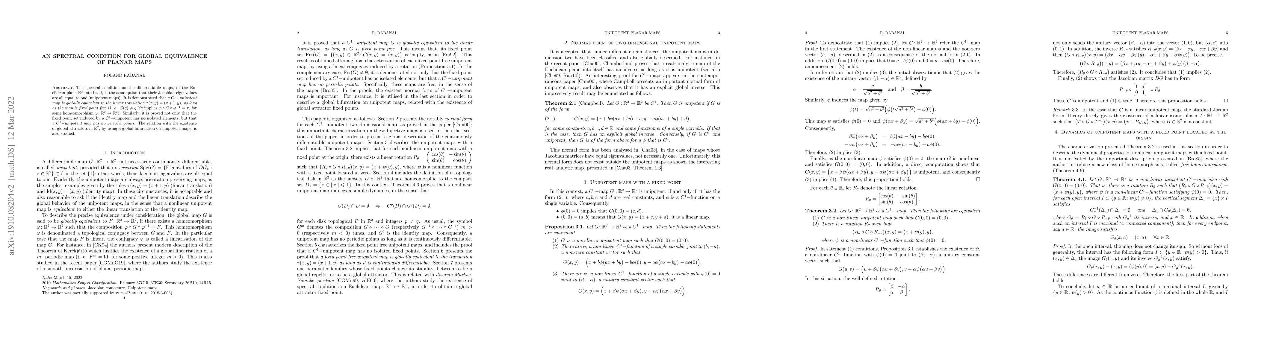 Thumbnail for An spectral condition for global equivalence of planar maps