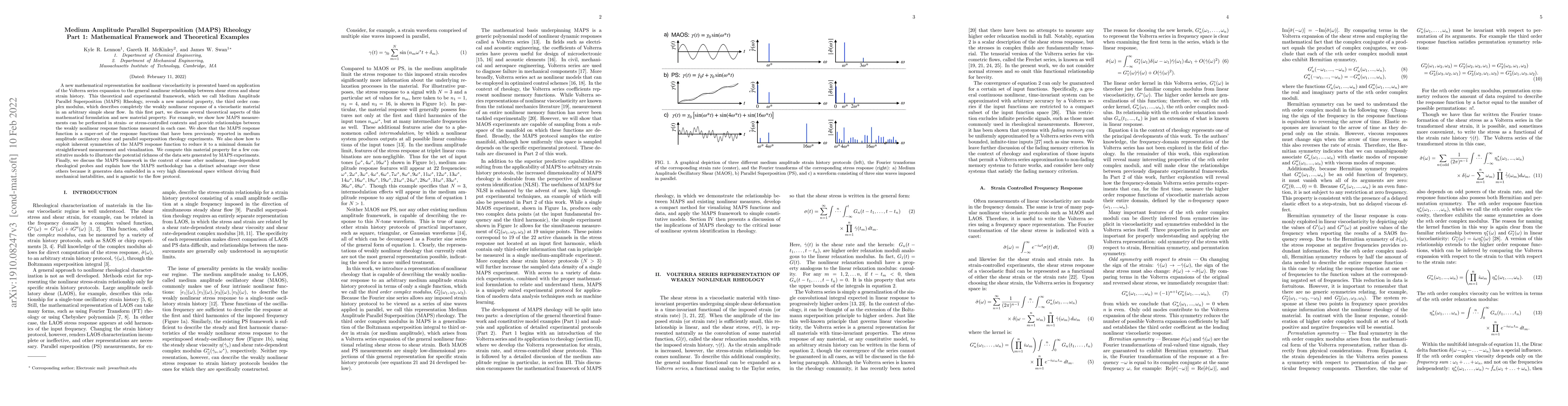 Thumbnail for Medium Amplitude Parallel Superposition (MAPS) Rheology, Part 1:
  Mathematical Framework and Theoretical Examples
