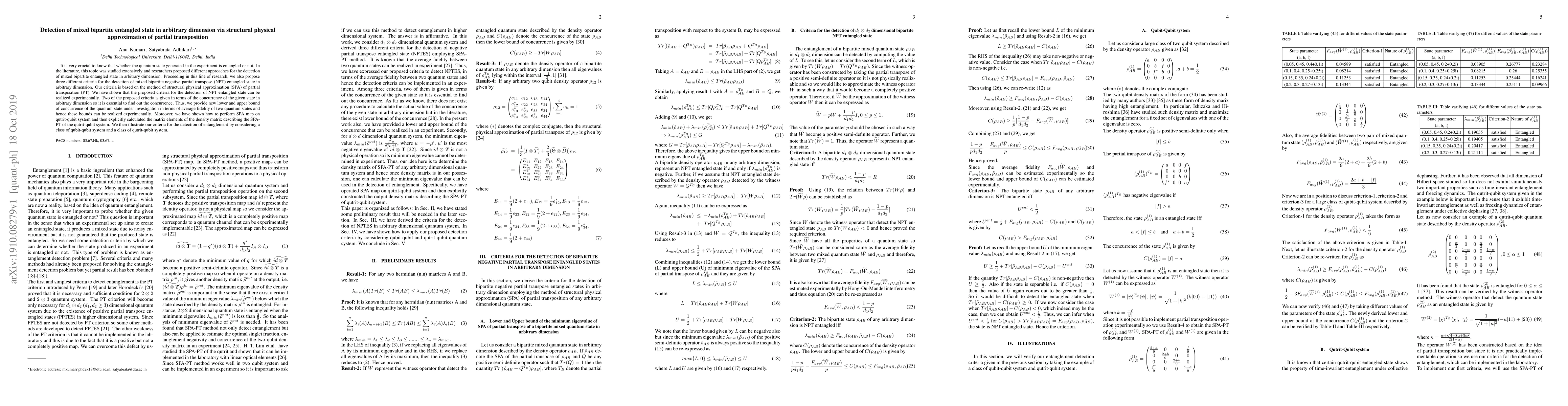 Thumbnail for Detection of mixed bipartite entangled state in arbitrary dimension via
  structural physical approximation of partial transposition