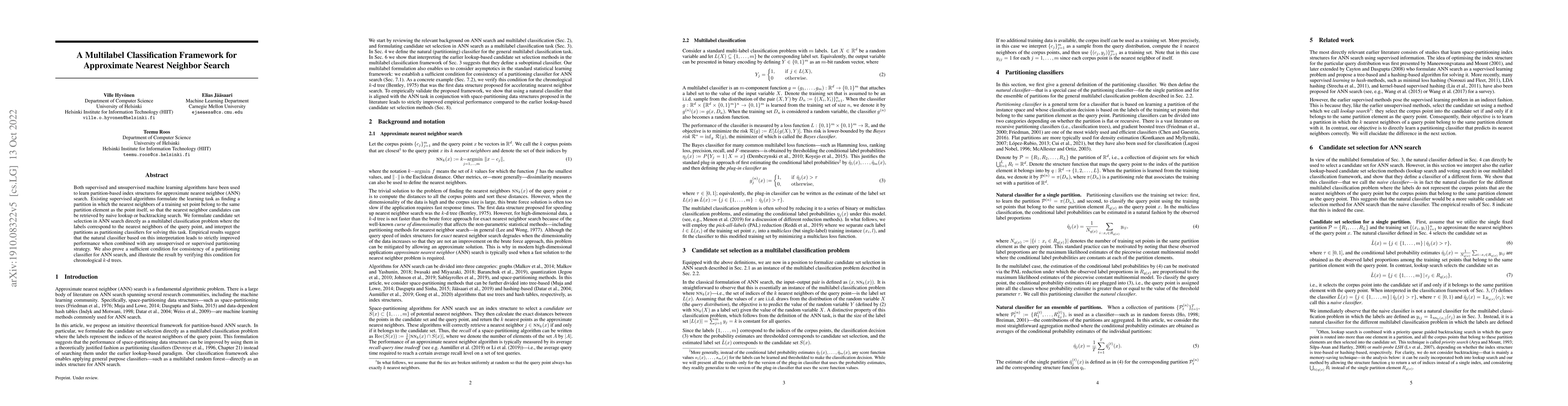 Thumbnail for A Multilabel Classification Framework for Approximate Nearest Neighbor
  Search