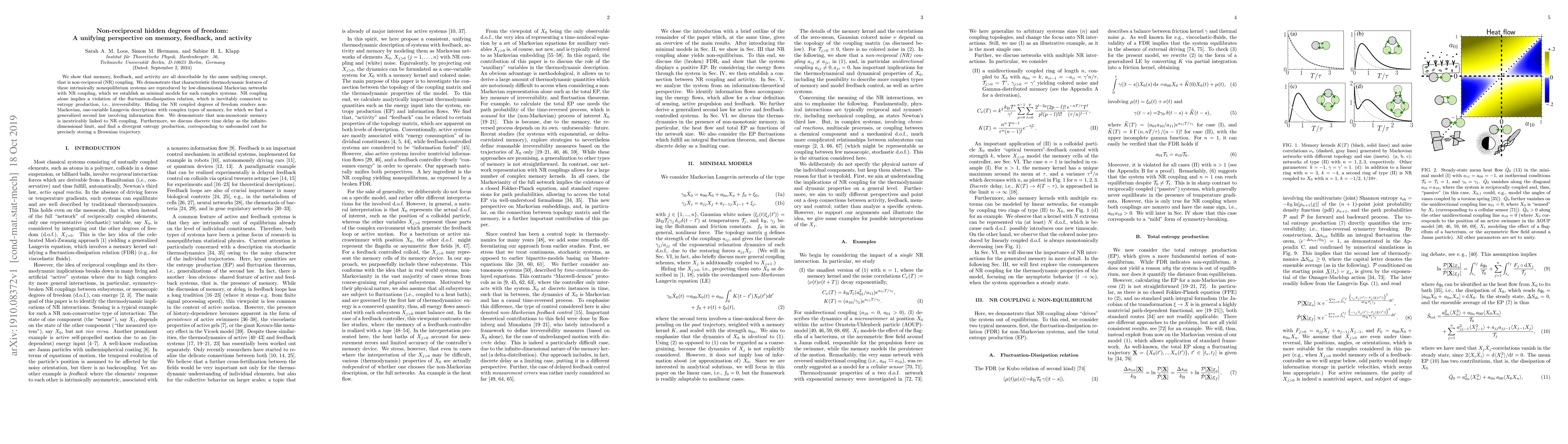 Thumbnail for Non-reciprocal hidden degrees of freedom: A unifying perspective on
  memory, feedback, and activity