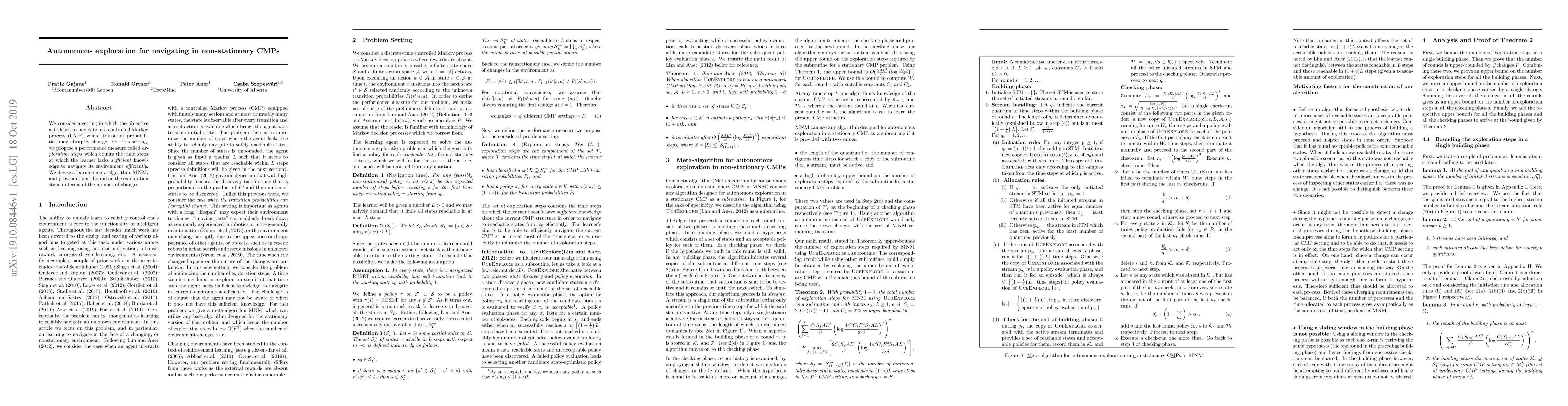 Thumbnail for Autonomous exploration for navigating in non-stationary CMPs