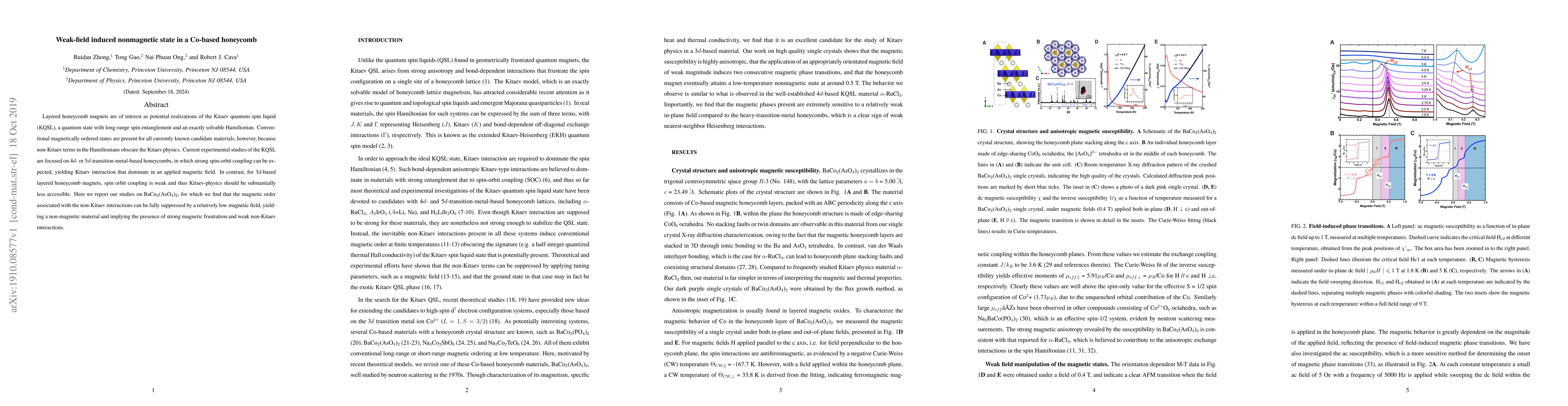 Thumbnail for Weak-field induced nonmagnetic state in a Co-based honeycomb