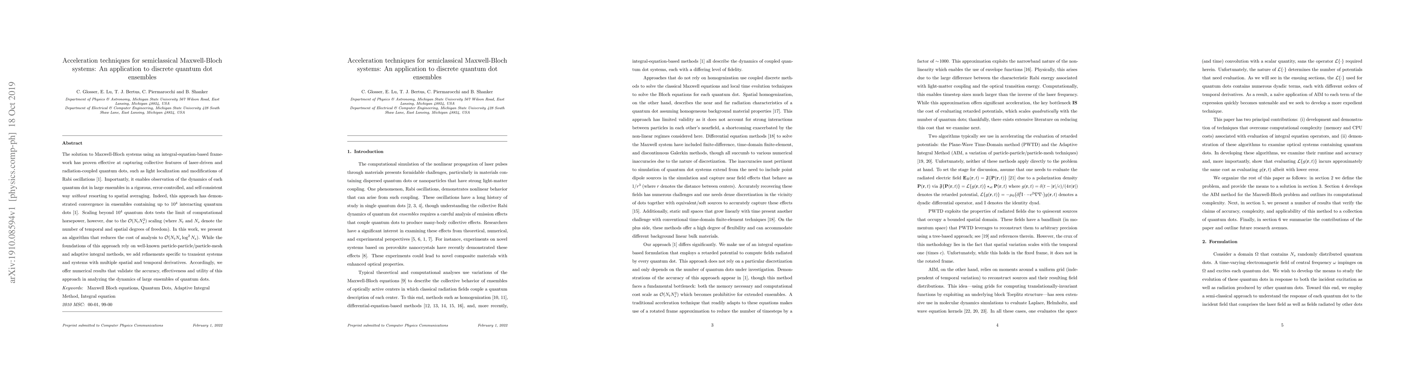 Thumbnail for Acceleration techniques for semiclassical Maxwell-Bloch systems: An
  application to discrete quantum dot ensembles