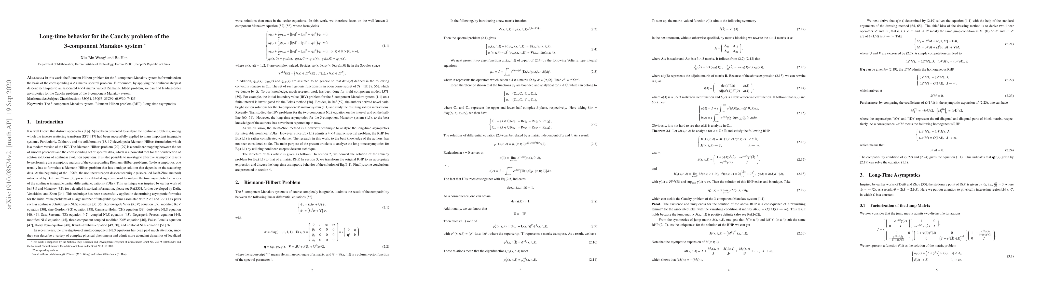 Thumbnail for Long-time behavior for the Cauchy problem of the 3-component Manakov
  system