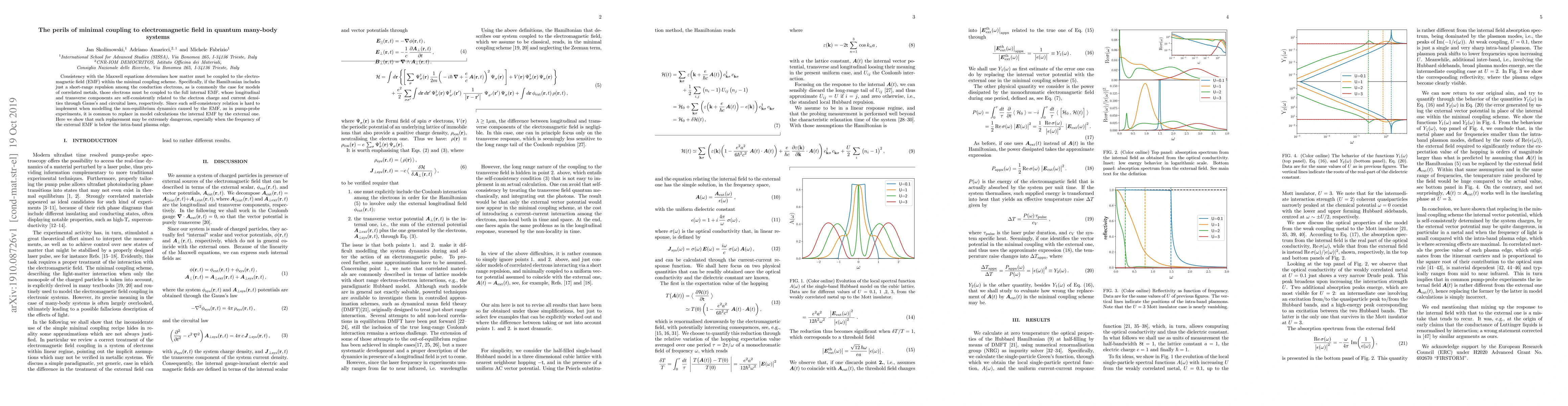 Thumbnail for The perils of minimal coupling to electromagnetic field in quantum
  many-body systems