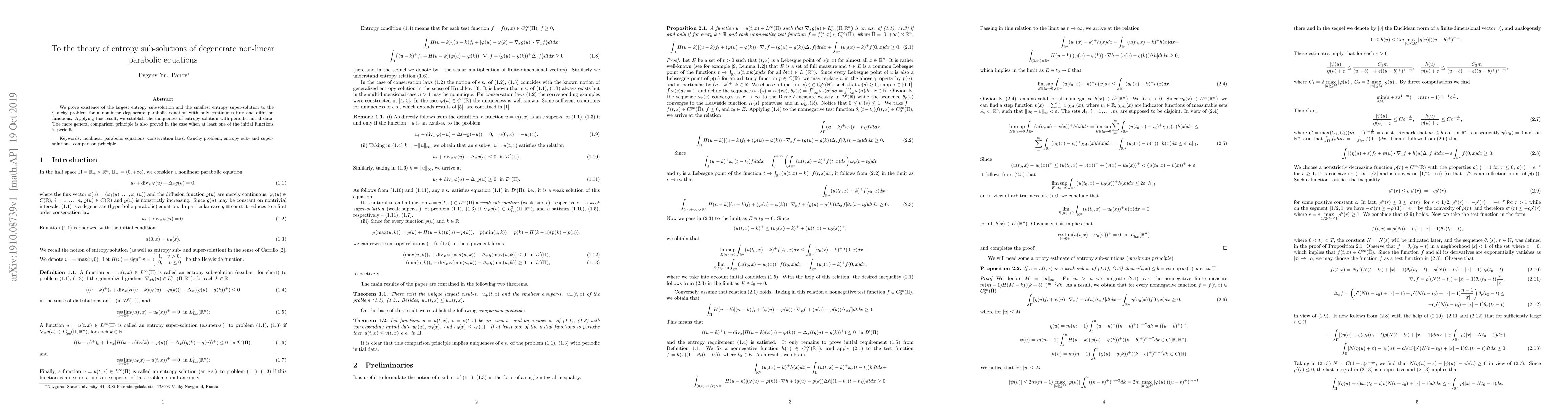 Thumbnail for To the theory of entropy sub-solutions of degenerate non-linear
  parabolic equations