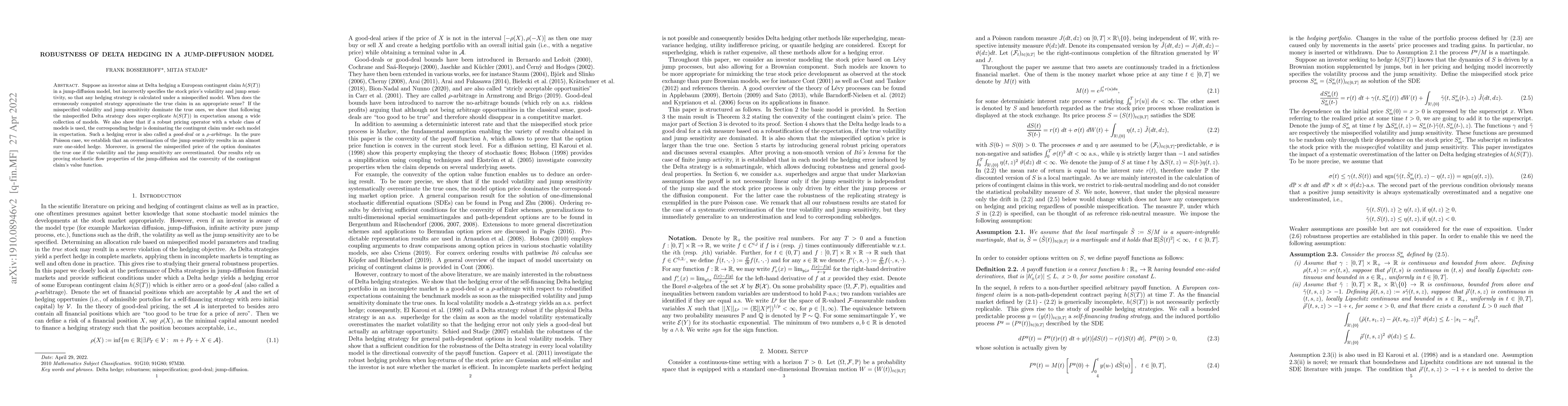 Thumbnail for Robustness of Delta Hedging in a Jump-Diffusion Model