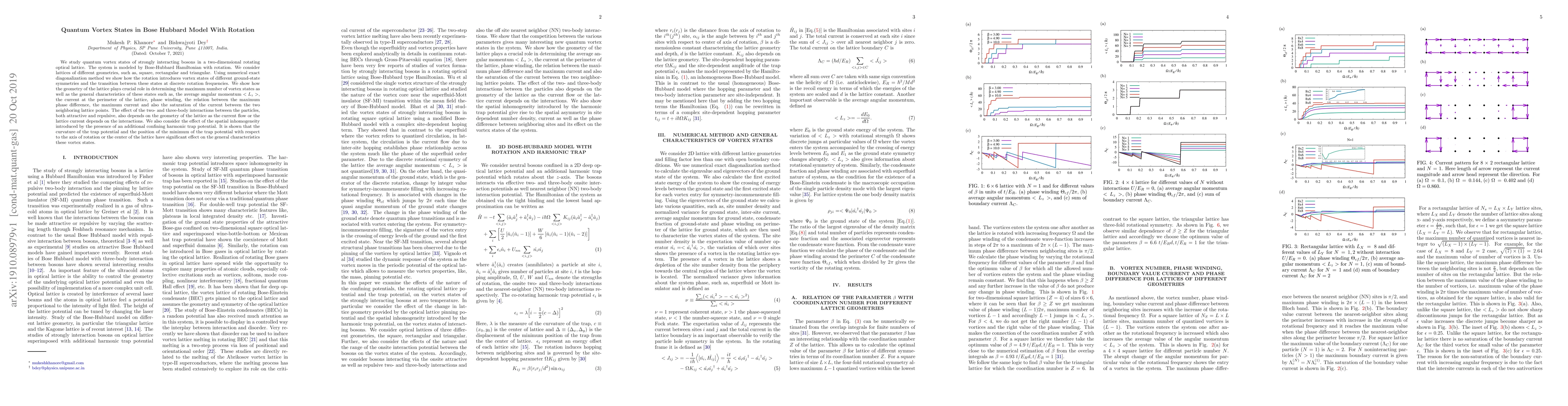 Thumbnail for Quantum Vortex States in Bose Hubbard Model With Rotation