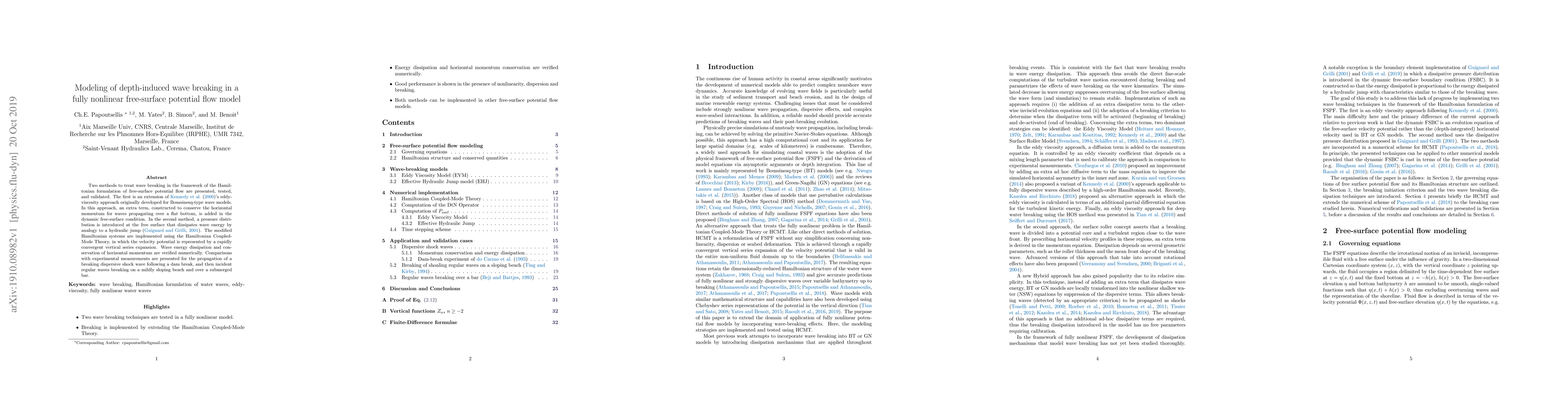 Thumbnail for Modeling of depth-induced wave breaking in a fully nonlinear
  free-surface potential flow model