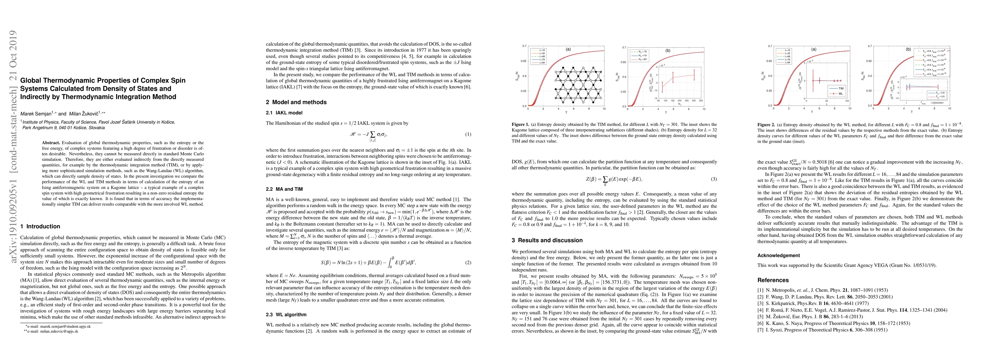 Thumbnail for Global Thermodynamic Properties of Complex Spin Systems Calculated from
  Density of States and Indirectly by Thermodynamic Integration Method
