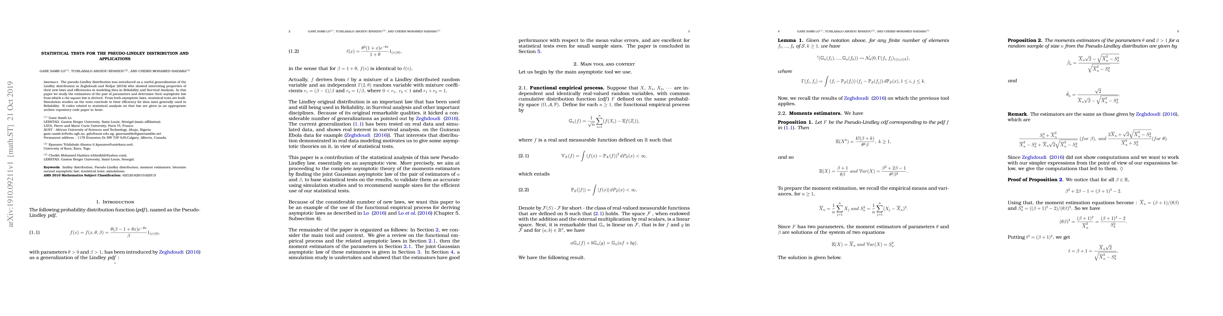 Thumbnail for Statistical tests for the Pseudo-Lindley distribution and applications