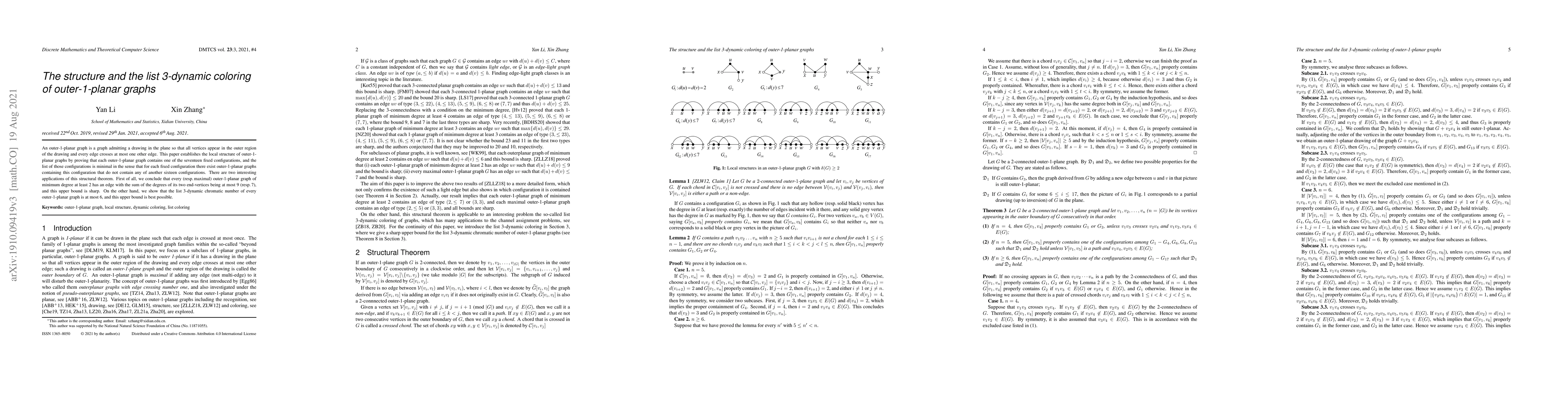 Thumbnail for The structure and the list 3-dynamic coloring of outer-1-planar graphs