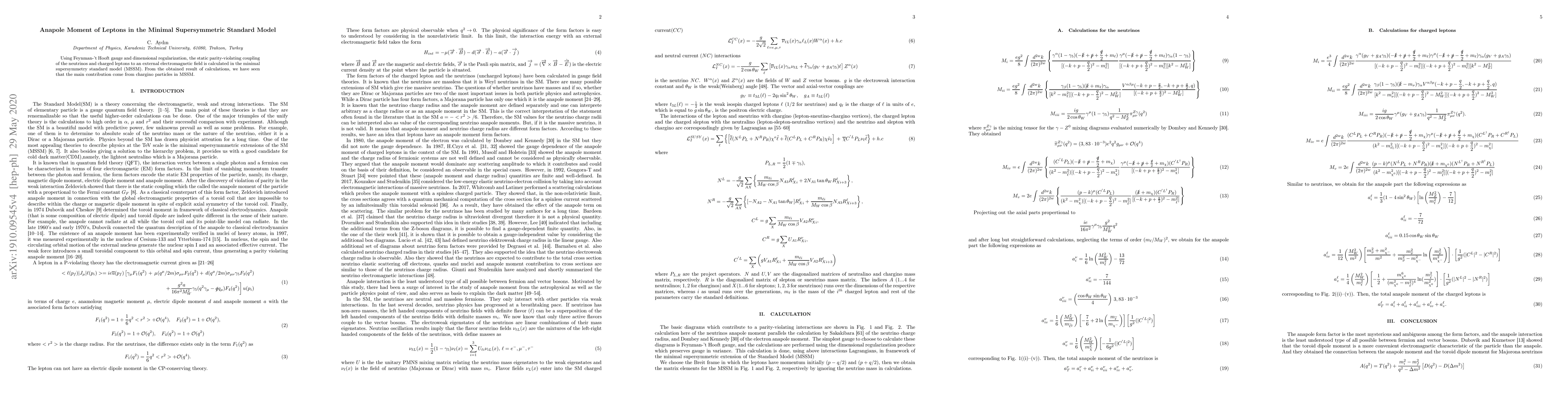 Thumbnail for Anapole Moment of Leptons in the Minimal Supersymmetric Standard Model