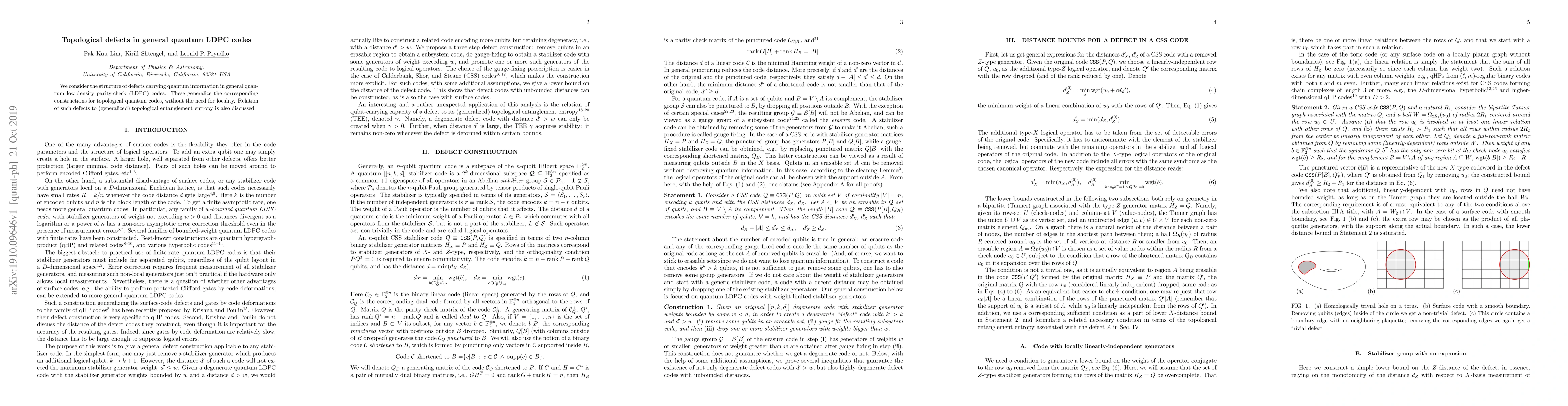 Thumbnail for Topological defects in general quantum LDPC codes