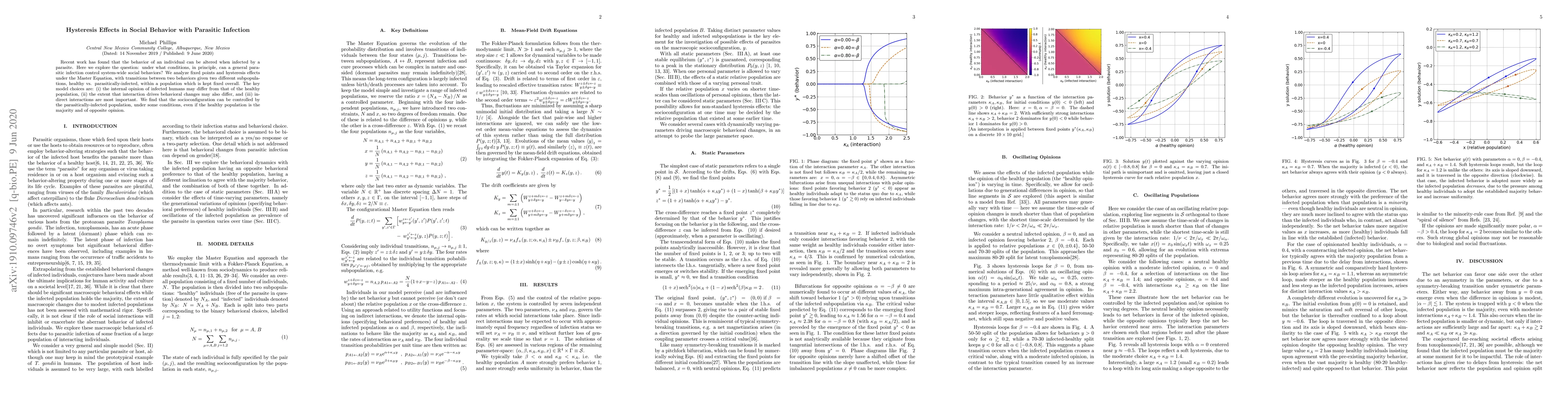 Thumbnail for Hysteresis Effects in Social Behavior with Parasitic Infection