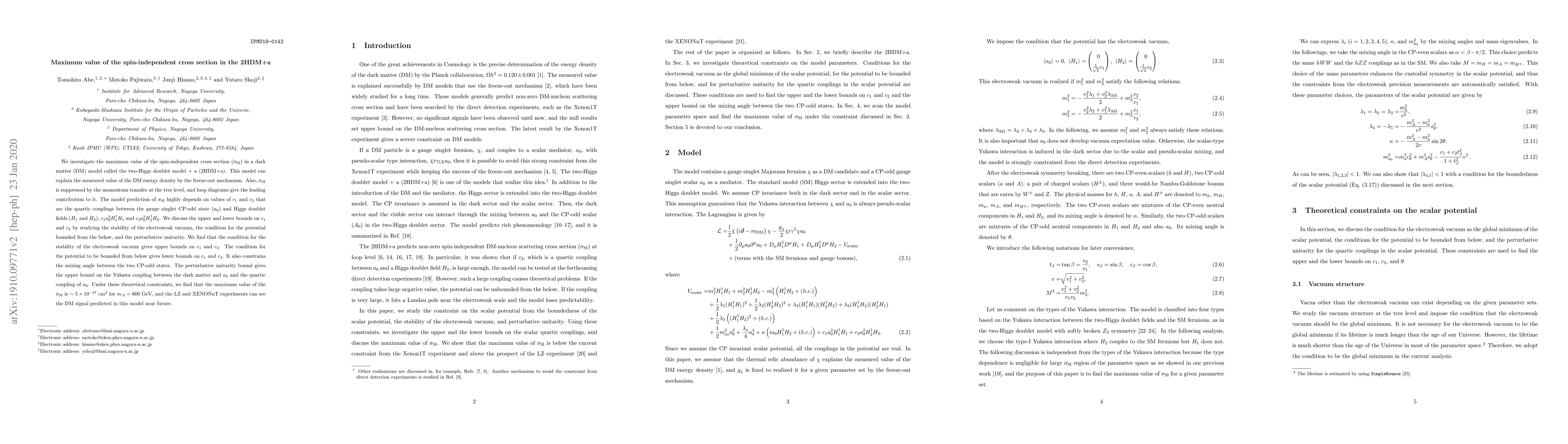 Thumbnail for Maximum value of the spin-independent cross section in the THDM+a