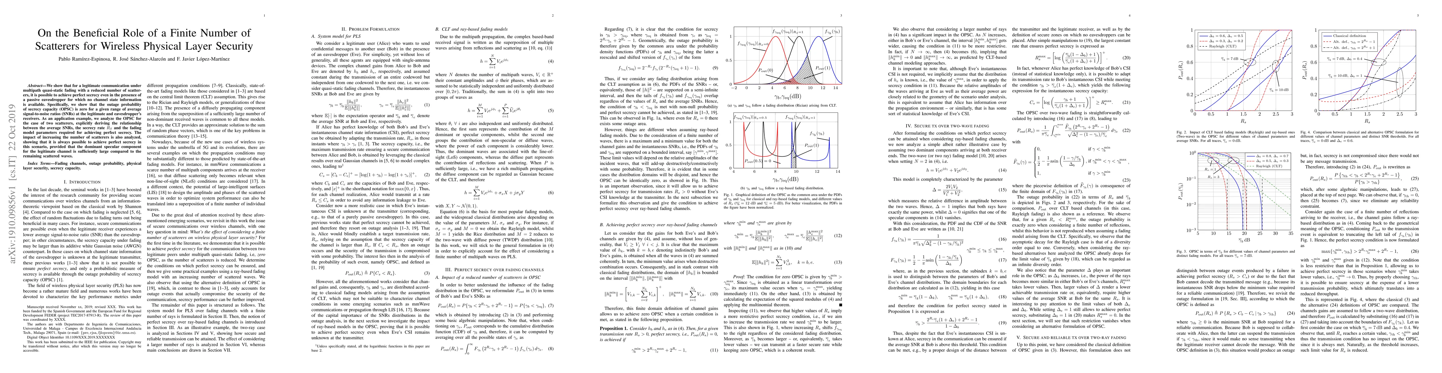 Thumbnail for On the Beneficial Role of a Finite Number of Scatterers for Wireless
  Physical Layer Security