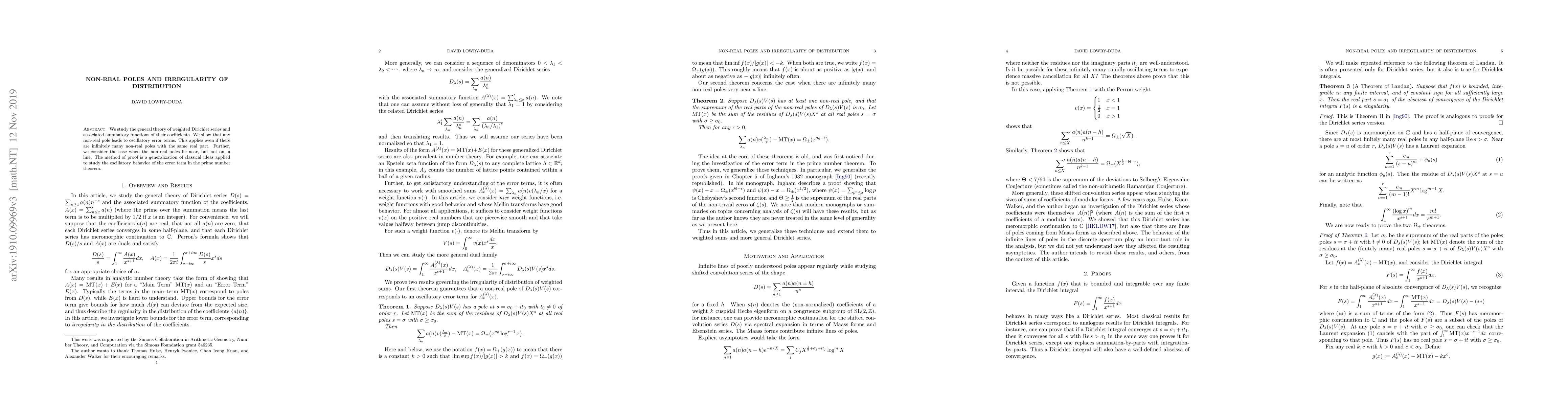 Thumbnail for Non-real Poles and Irregularity of Distribution