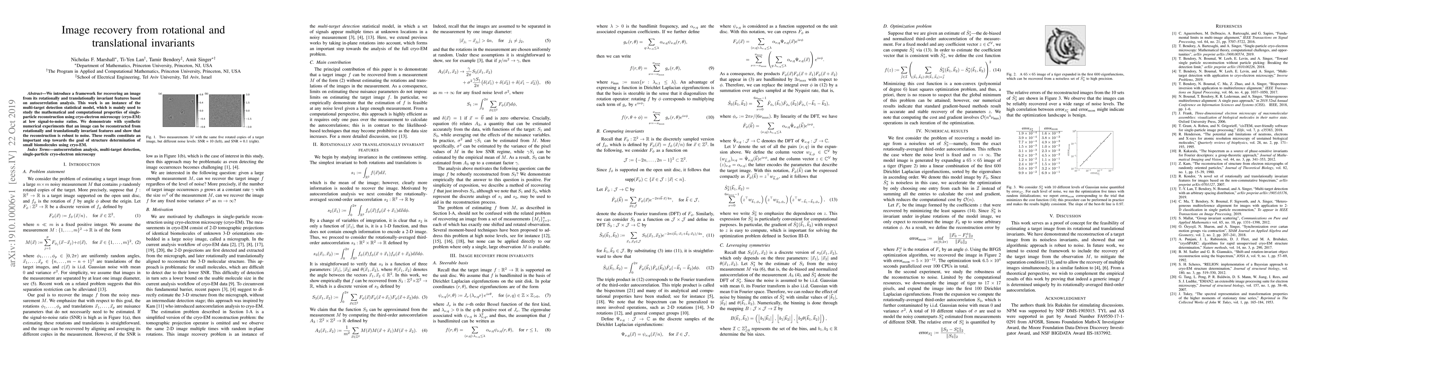 Thumbnail for Image recovery from rotational and translational invariants