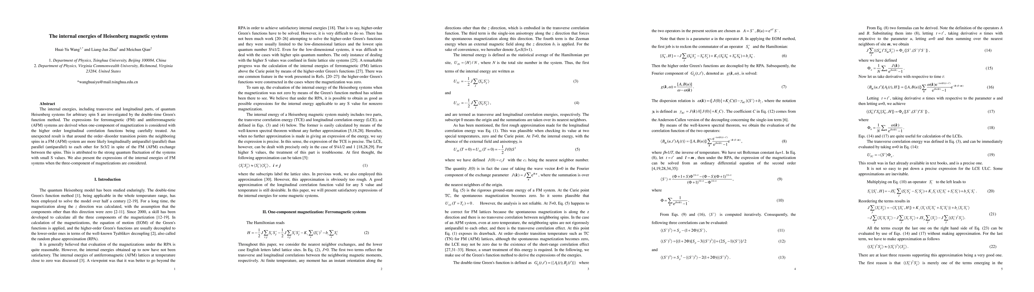 Thumbnail for The internal energies of Heisenberg magnetic systems