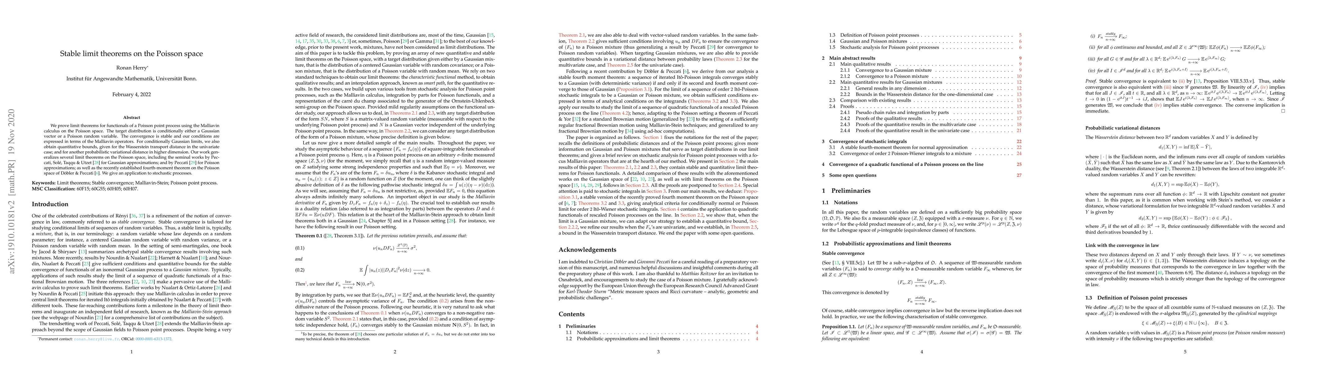 Thumbnail for Stable limit theorems on the Poisson space