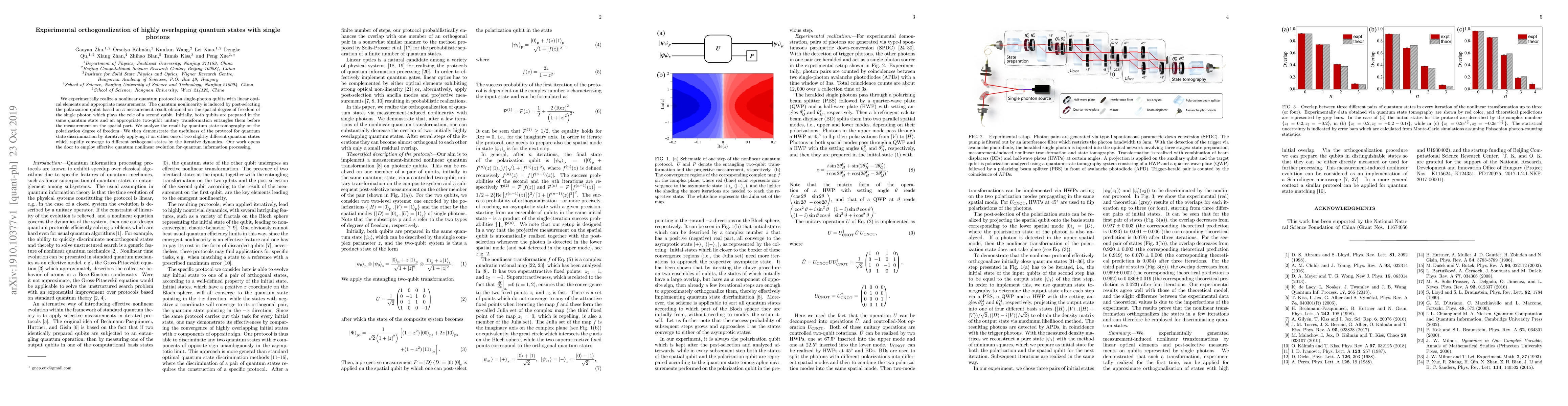 Thumbnail for Experimental orthogonalization of highly overlapping quantum states with
  single photons