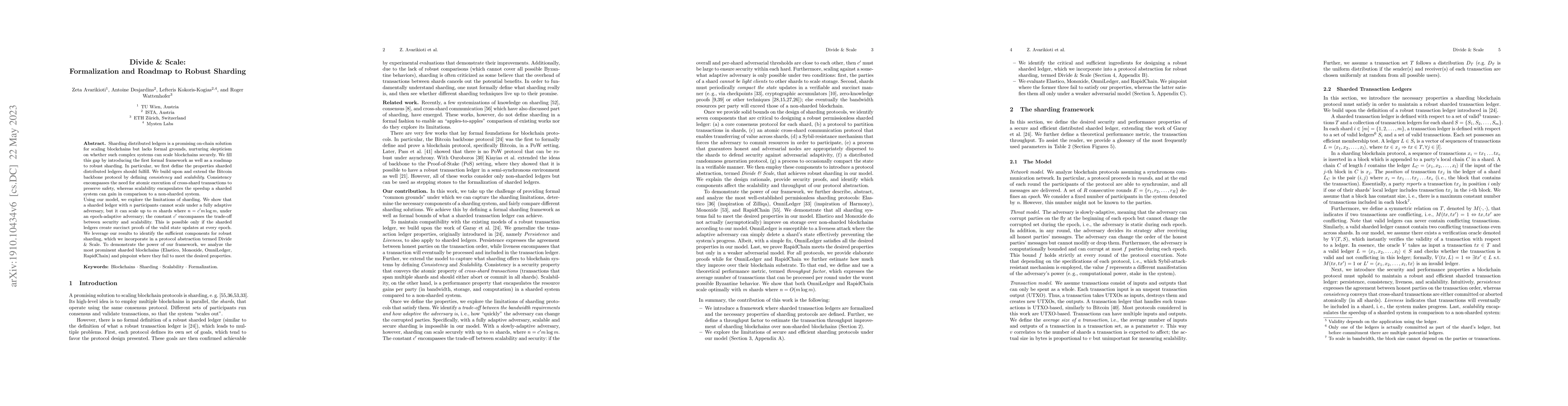 Thumbnail for Divide and Scale: Formalization and Roadmap to Robust Sharding