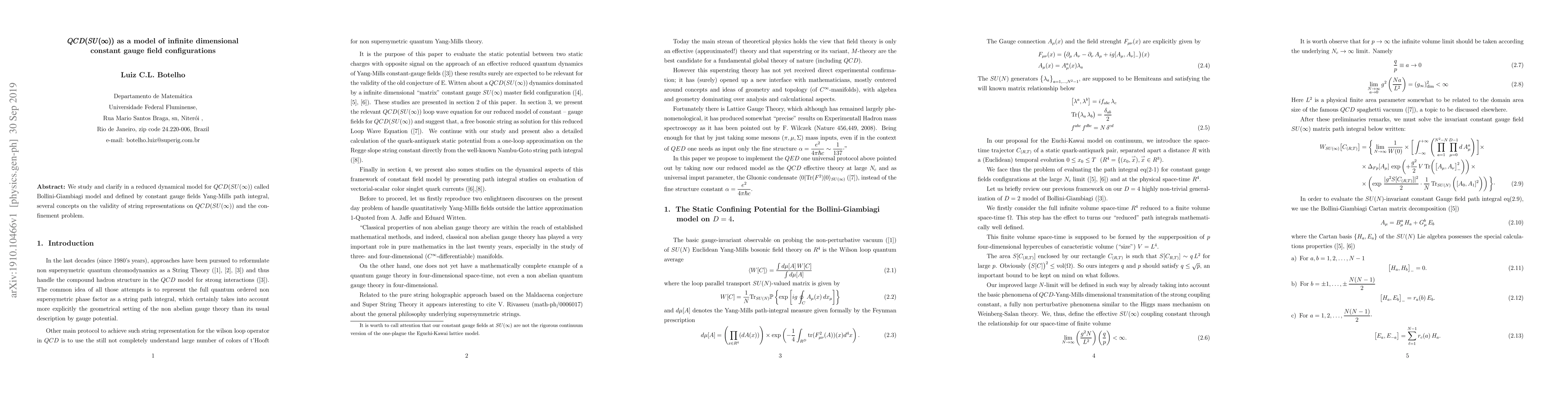 Thumbnail for QCD(SU(infinite) as a model of infinite dimensional constant gauge field
  configurations