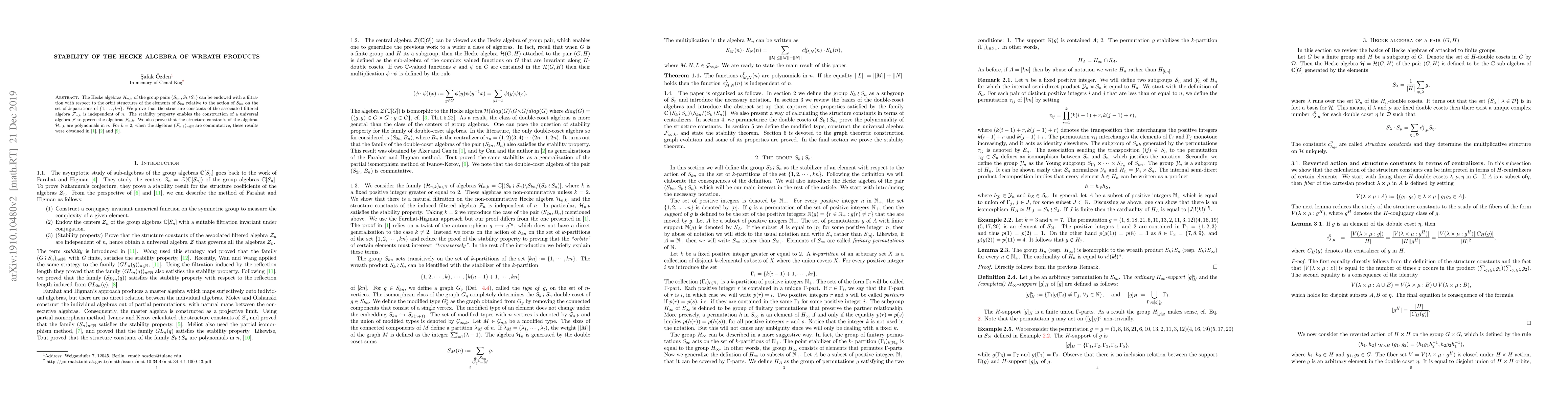 Thumbnail for Stability of the Hecke algebra of wreath products