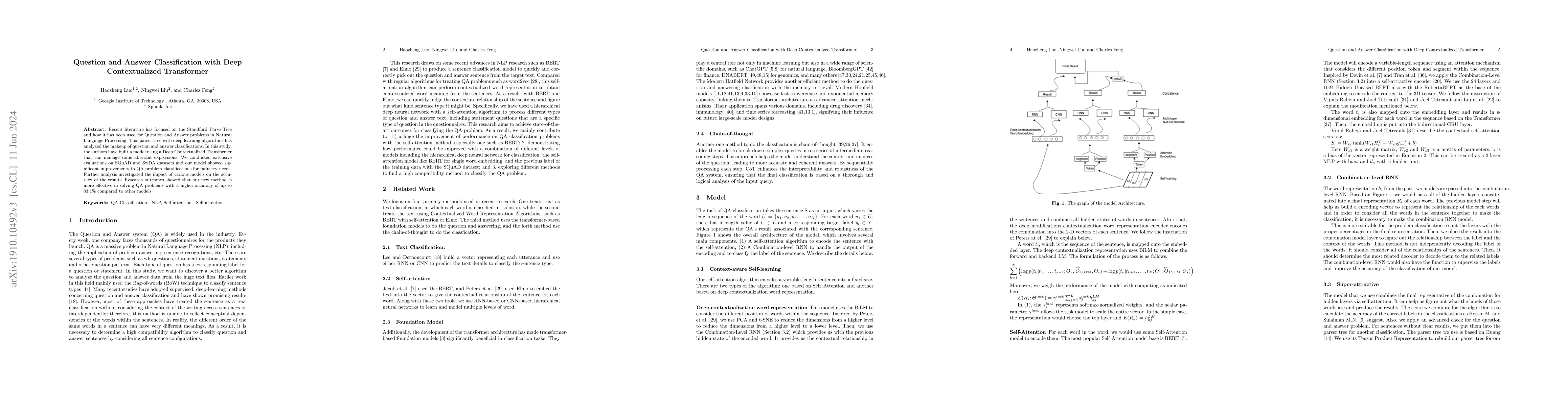 Thumbnail for Question Classification with Deep Contextualized Transformer
