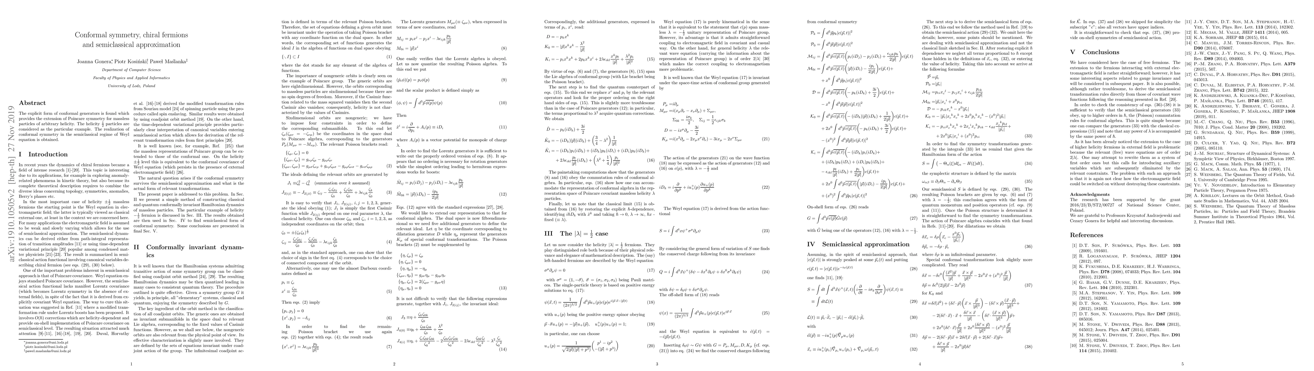 Thumbnail for Conformal symmetry, chiral fermions and semiclassical approximation