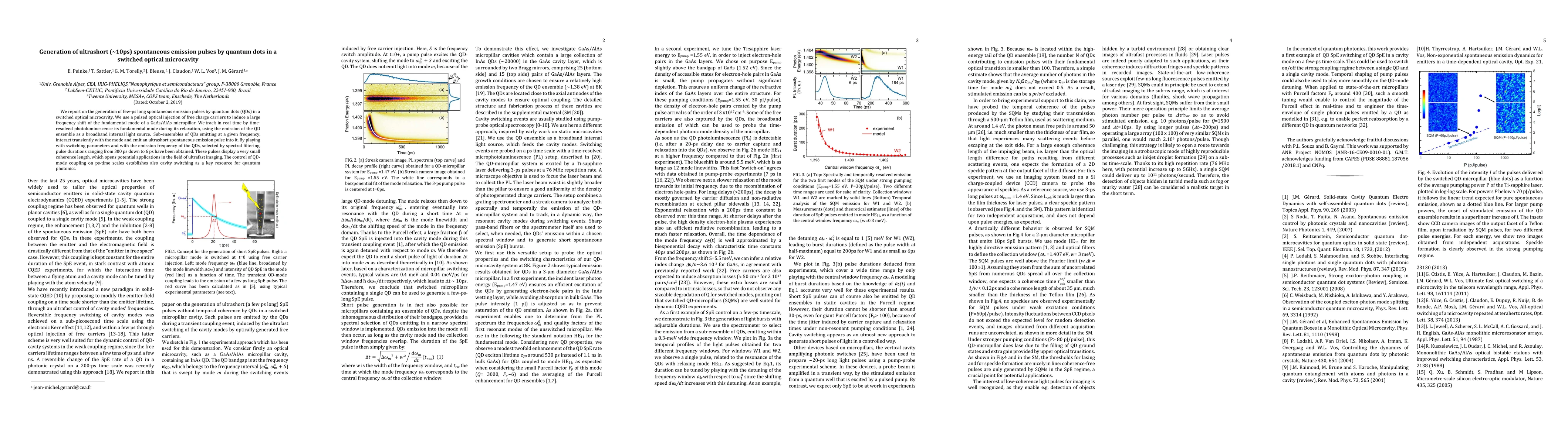 Thumbnail for Generation of ultrashort (~10ps) spontaneous emission pulses by quantum
  dots in a switched optical microcavity