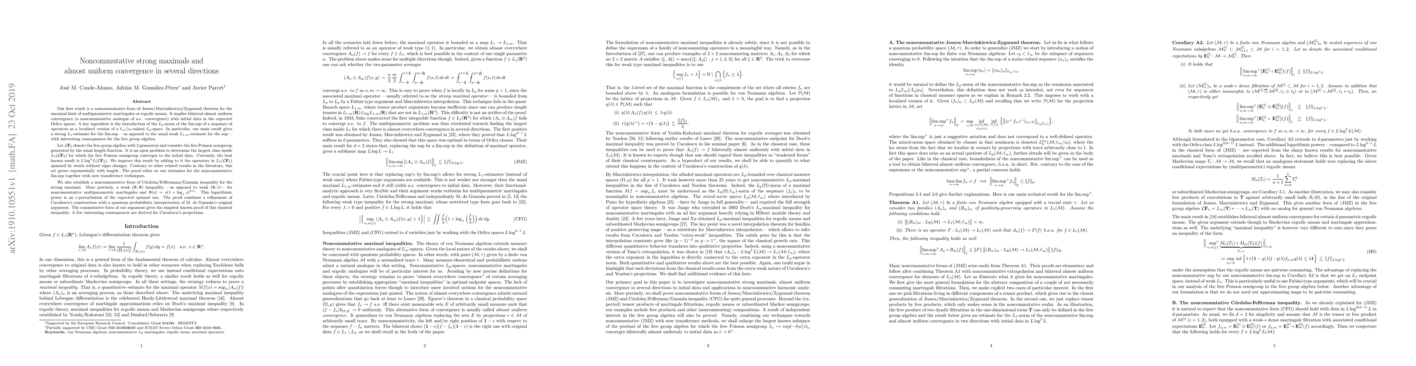 Thumbnail for Noncommutative strong maximals and almost uniform convergence in several
  directions