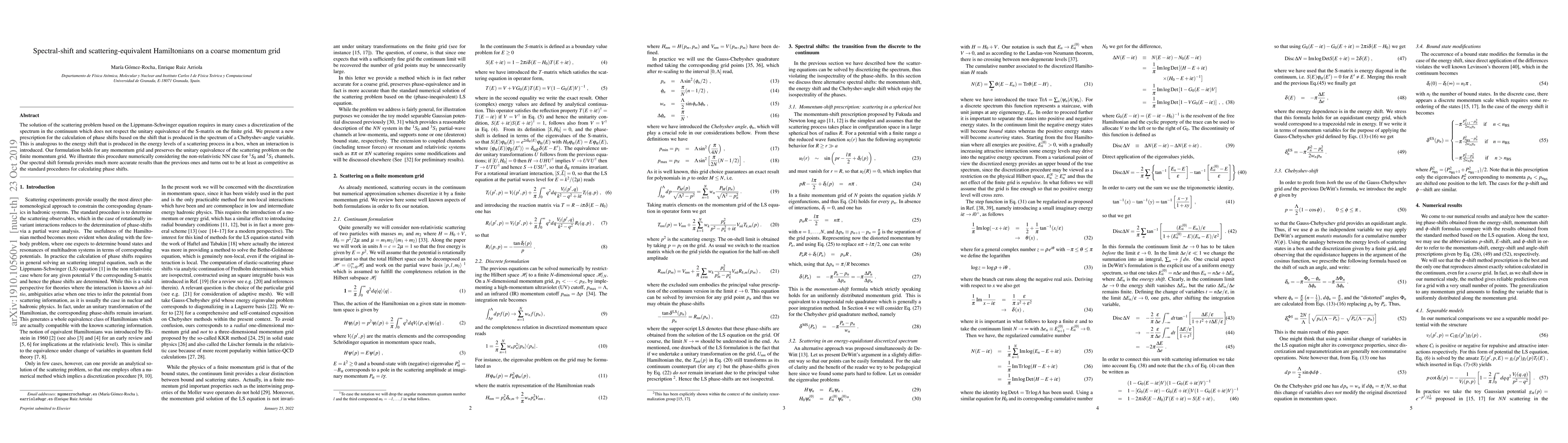 Thumbnail for Spectral-shift and scattering-equivalent Hamiltonians on a coarse
  momentum grid