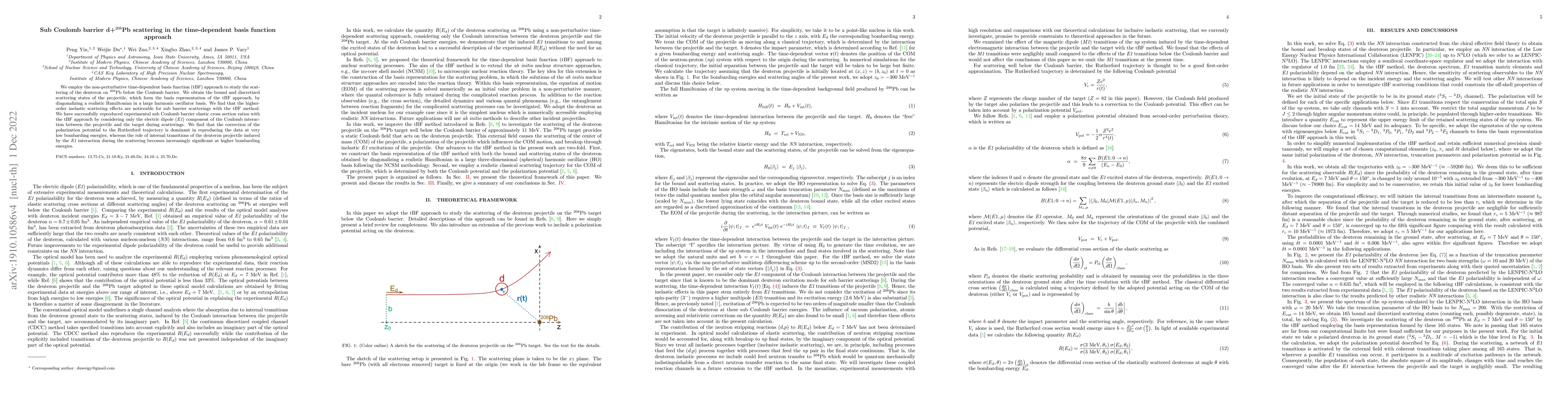 Thumbnail for Sub Coulomb barrier d+$^{208}$Pb scattering in the time-dependent basis
  function approach