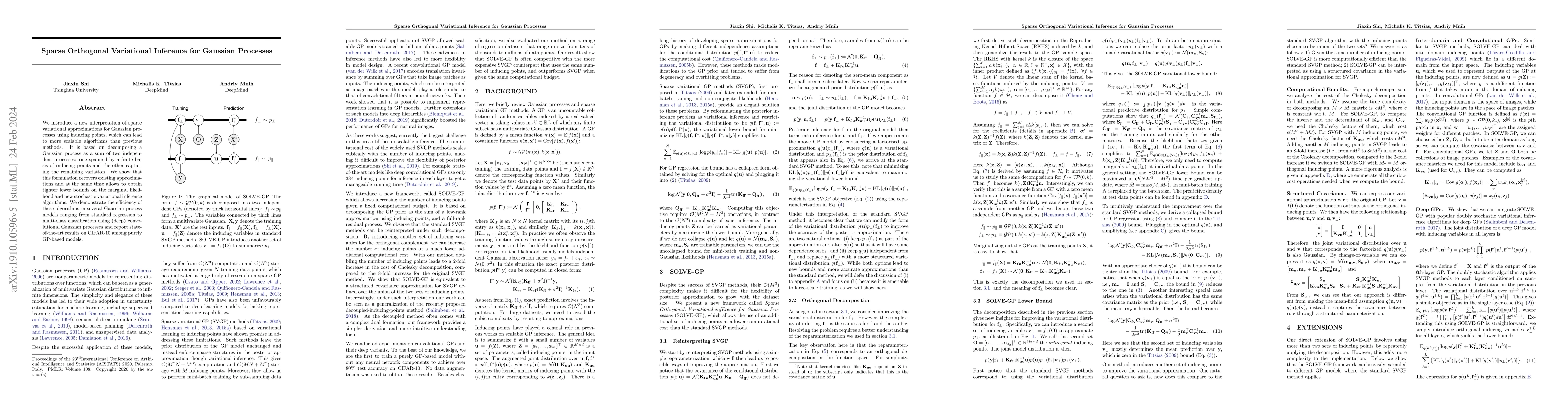 Thumbnail for Sparse Orthogonal Variational Inference for Gaussian Processes