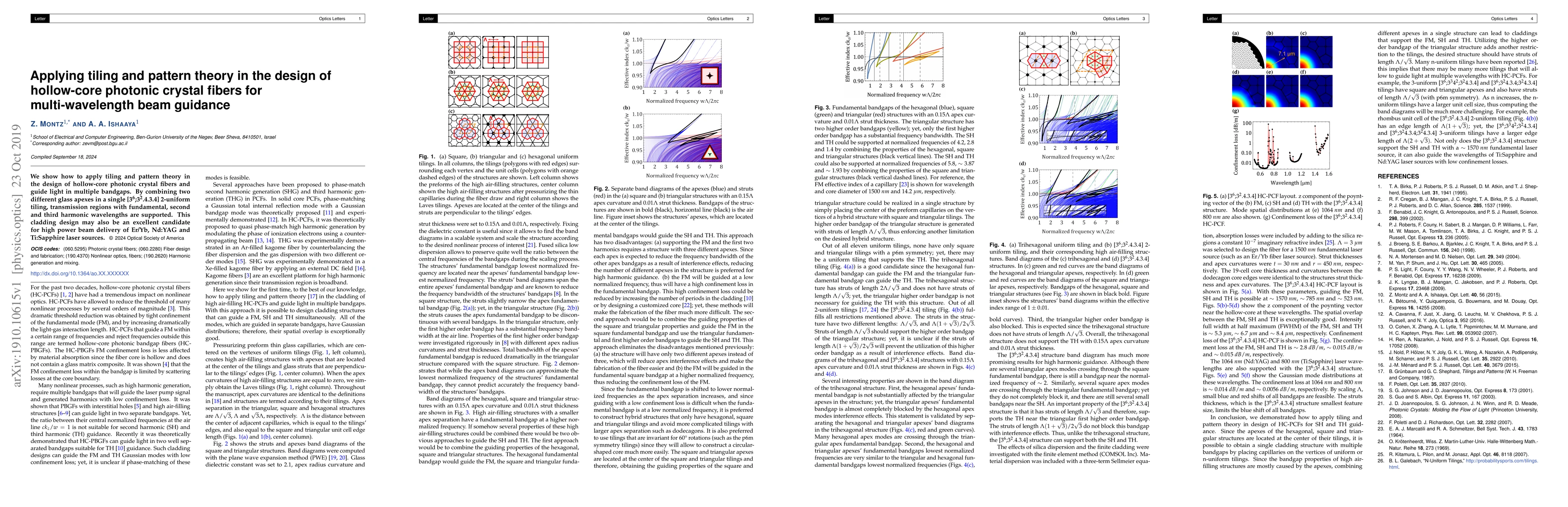 Thumbnail for Applying tiling and pattern theory in the design of hollow-core photonic
  crystal fibers for multi-wavelength beam guidance