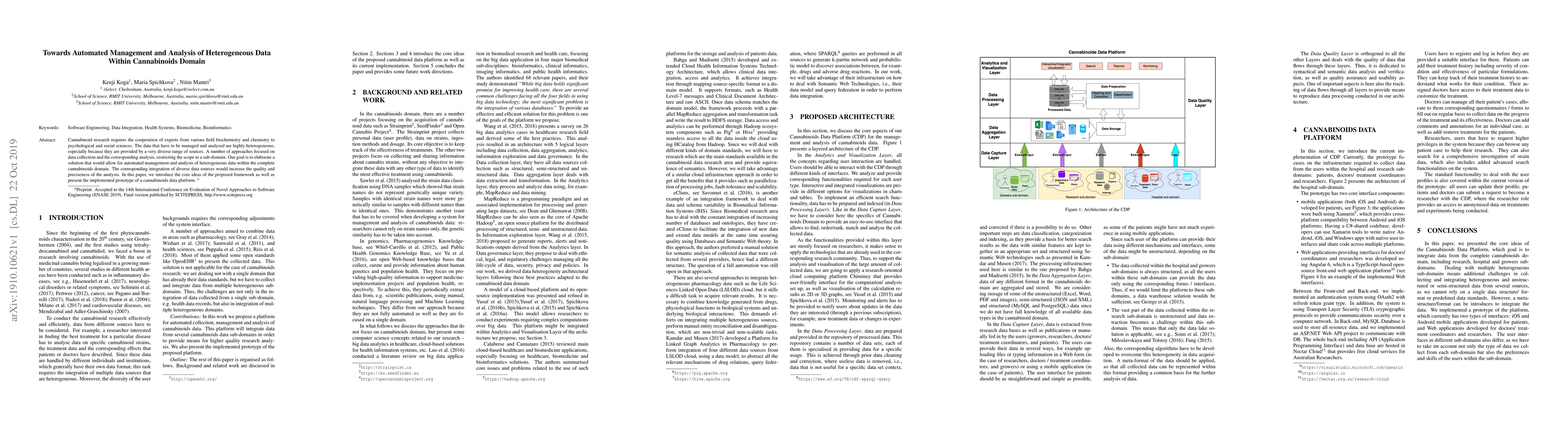 Thumbnail for Towards Automated Management and Analysis of Heterogeneous Data Within
  Cannabinoids Domain