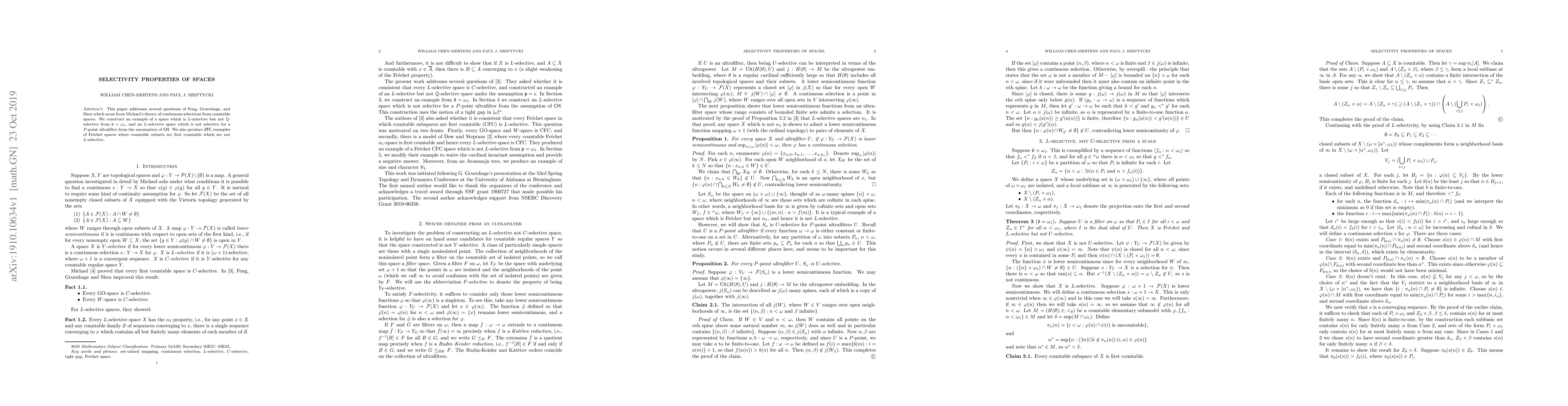 Thumbnail for Selectivity properties of spaces